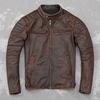Chinese Size Vintage Red Brown Real Cowhide Genuine Leather Jacket Men Motorcycle Coat Mens Biker Clothes Spring Autumn