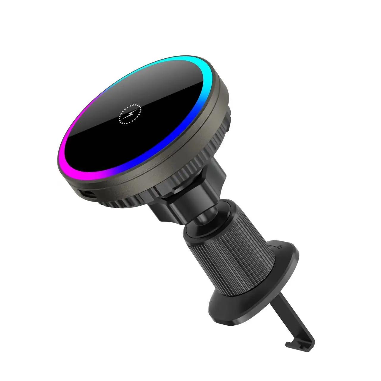 

Беспроводное автомобильное зарядное устройство с охлаждением льдом, магнитный держатель для телефона с креплением на воздуховод для Magsafe iPhone 16 15 14 13 12 Pro Max, подставка для быстрой зарядки чёрный