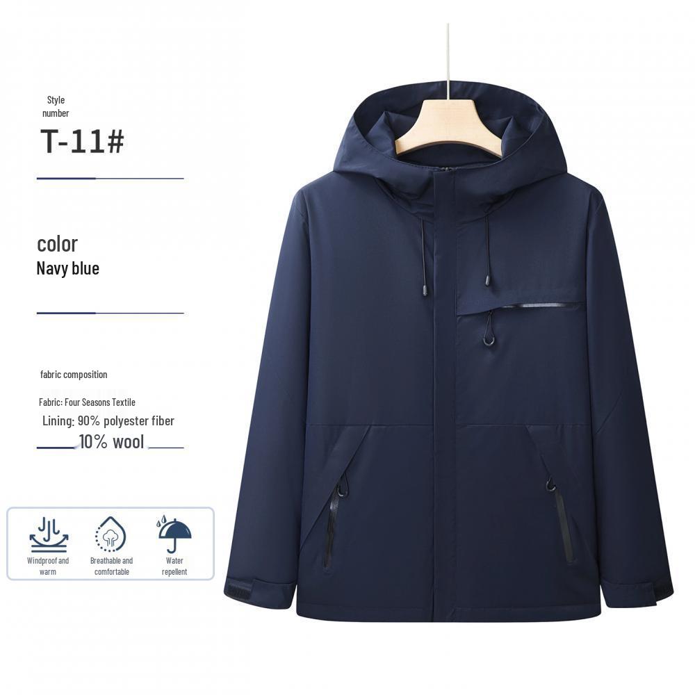 Personalized Windproof 3-in-1 Jacket: Solid Color, Custom Logo, Unisex Design, Thick Workwear