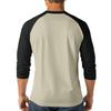 Men's Button-Down Contrast Raglan 3/4 Sleeve Top