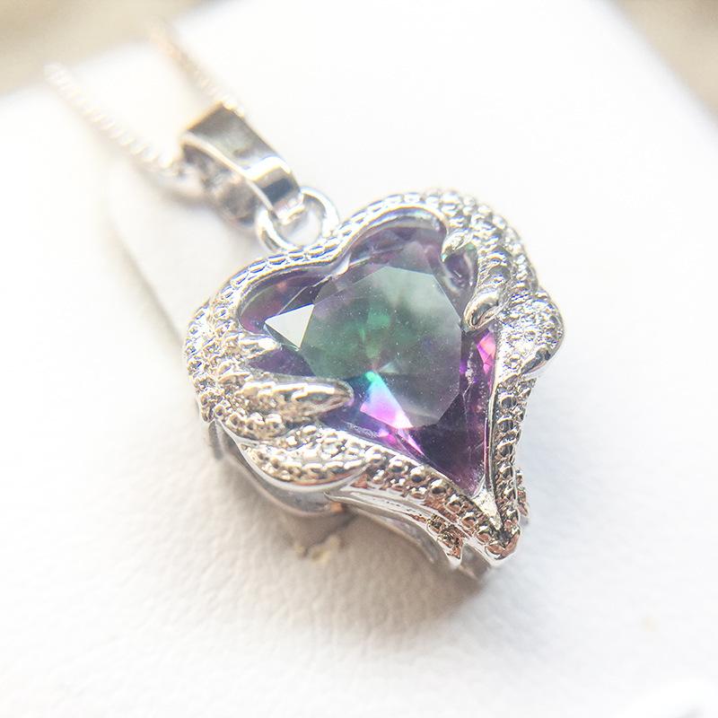 European and American Fashion Jewelry Heart shaped Crystal Necklace Angel Pendant Short Sweater Chain