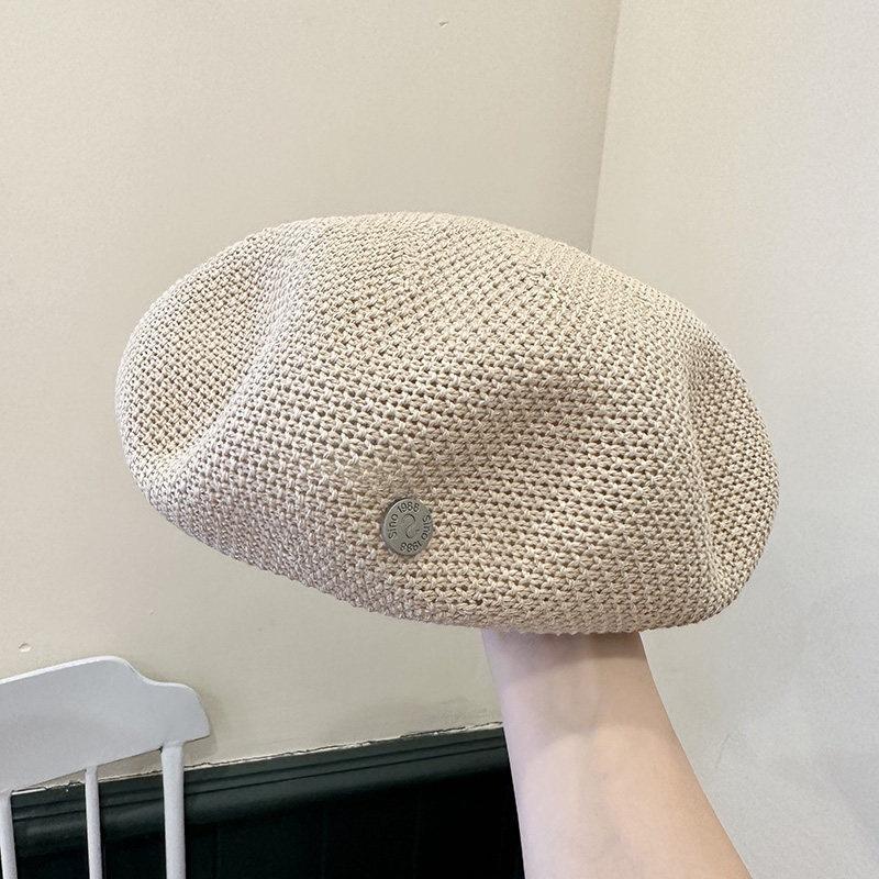 Small Round Beret Female Simple Casual Summer Thin Breathable Painter Hat Trendy Round Face Showing Face Small Street Beret