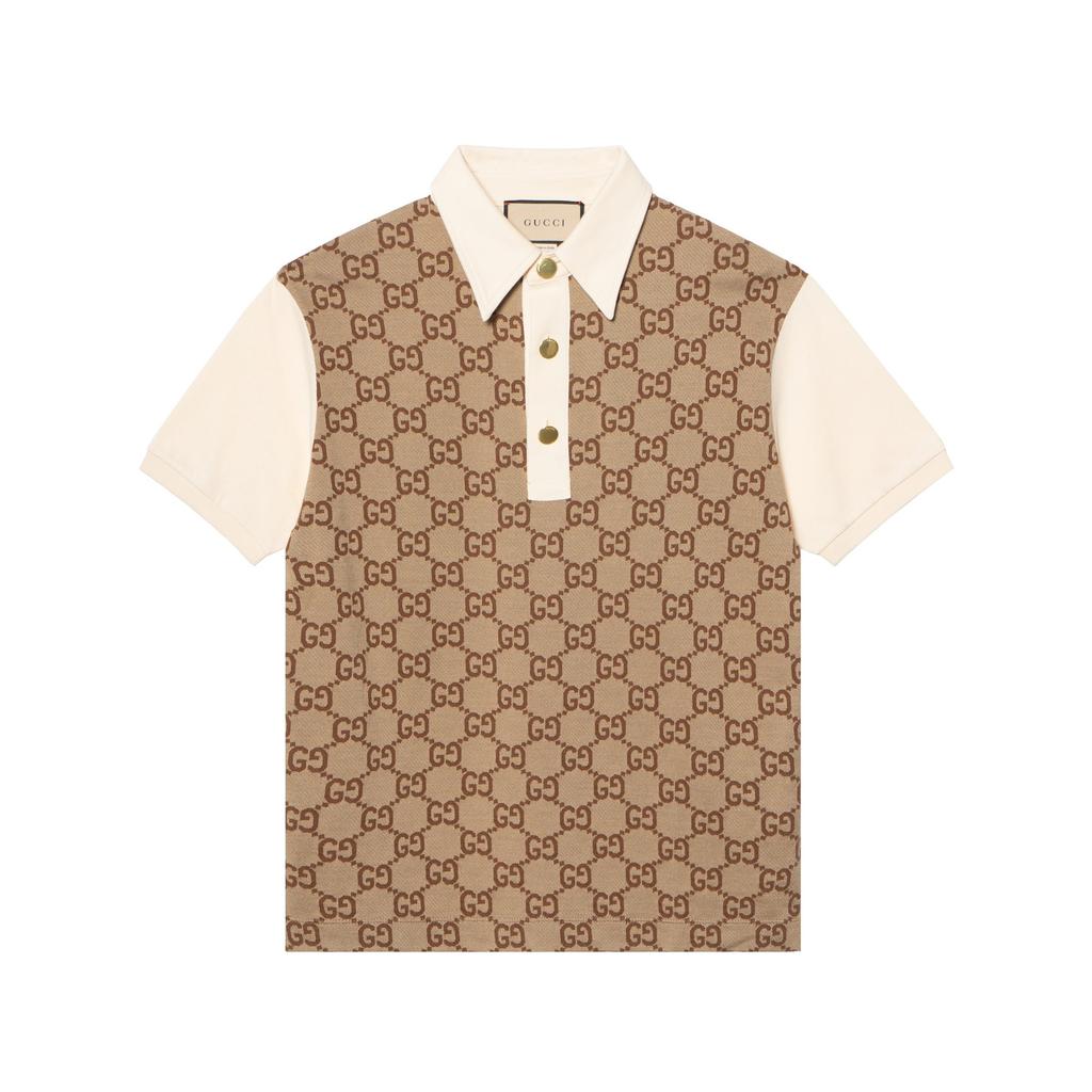 Gucci Polo Shirts Men's Khaki Polo Collar Moderate 682015-XJD1F-2270