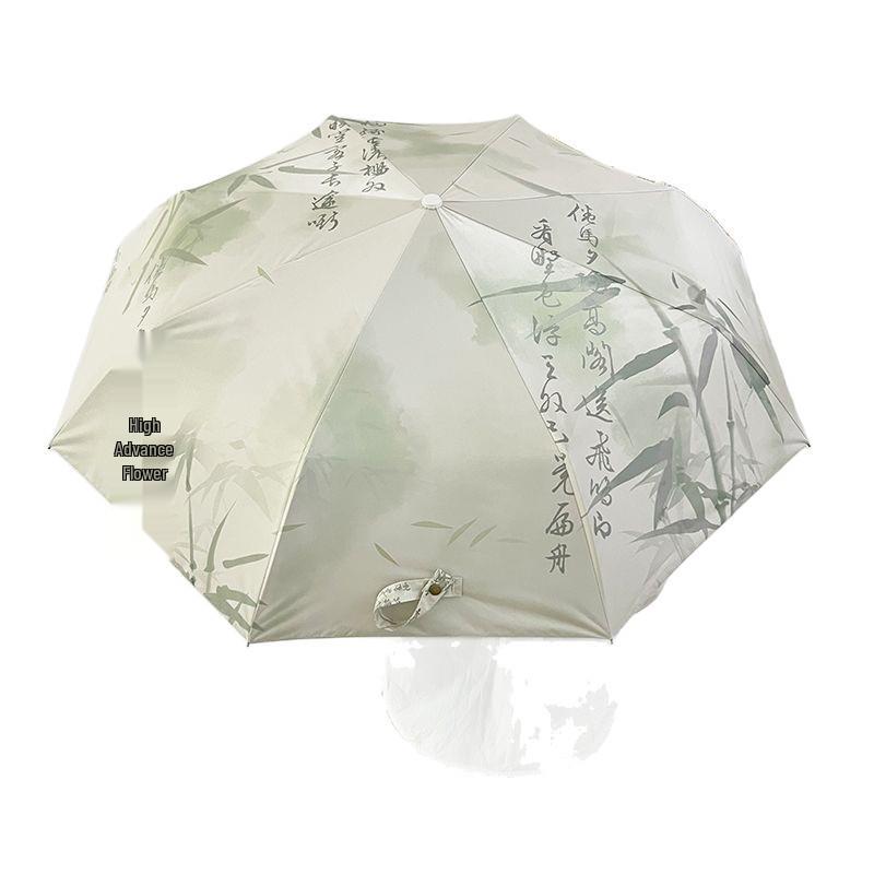 Fully Automatic Vintage Chinese Style UV Protection Folding Sun and Rain Umbrella for Women
