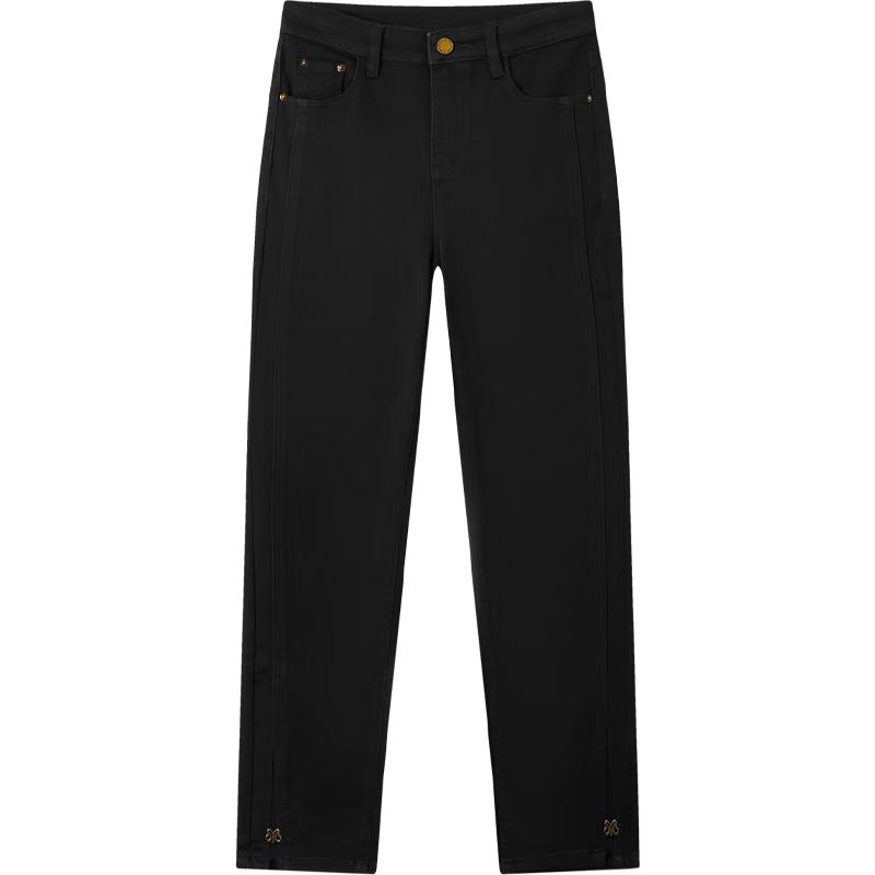 EICHITOO Women s Autumn Black Straight-Leg Jeans 25