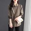 Shirt for Women Oversize Cotton Loose Blouse Fake Two Pieces Casual Long Sleeve Pullover Turn Down Collar Shirt Top