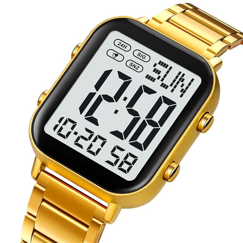 Skmei Men Digital Watches Luxury Stainless Steel Strap Dual Time Zone Man Sports Bracelet Watch 30M Waterproof Male Alarm Clock