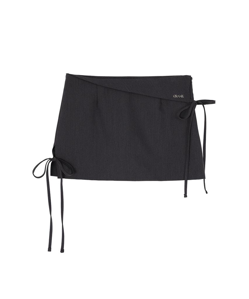 Crank Ribbon Slit Skirt Pants_Charcoal
