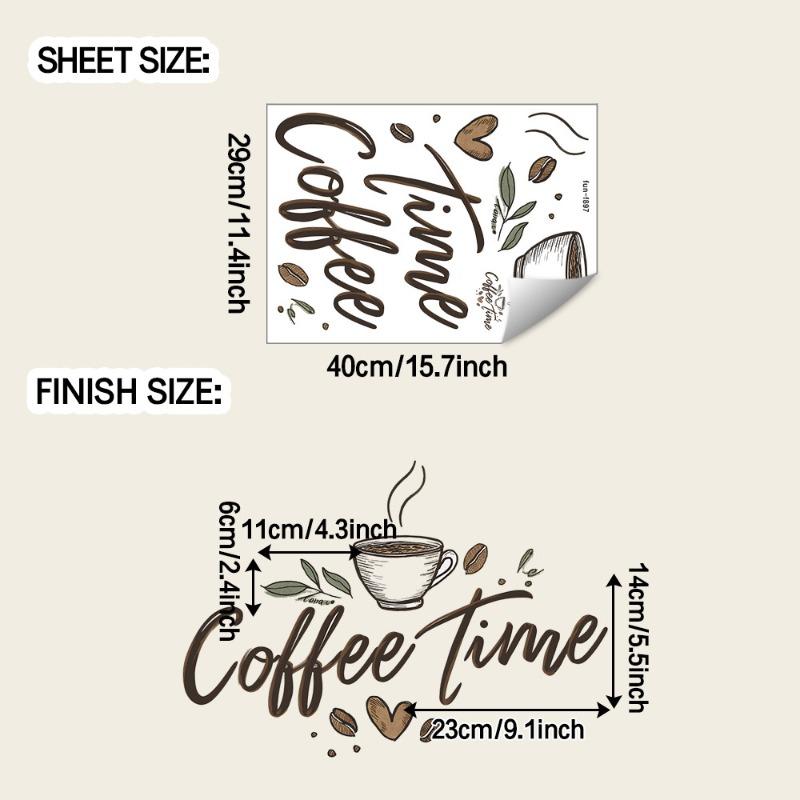 1Pc Self-Adhesive Coffee Time Wall Sticker - Painted English Slogan for Home Background Wall Decor