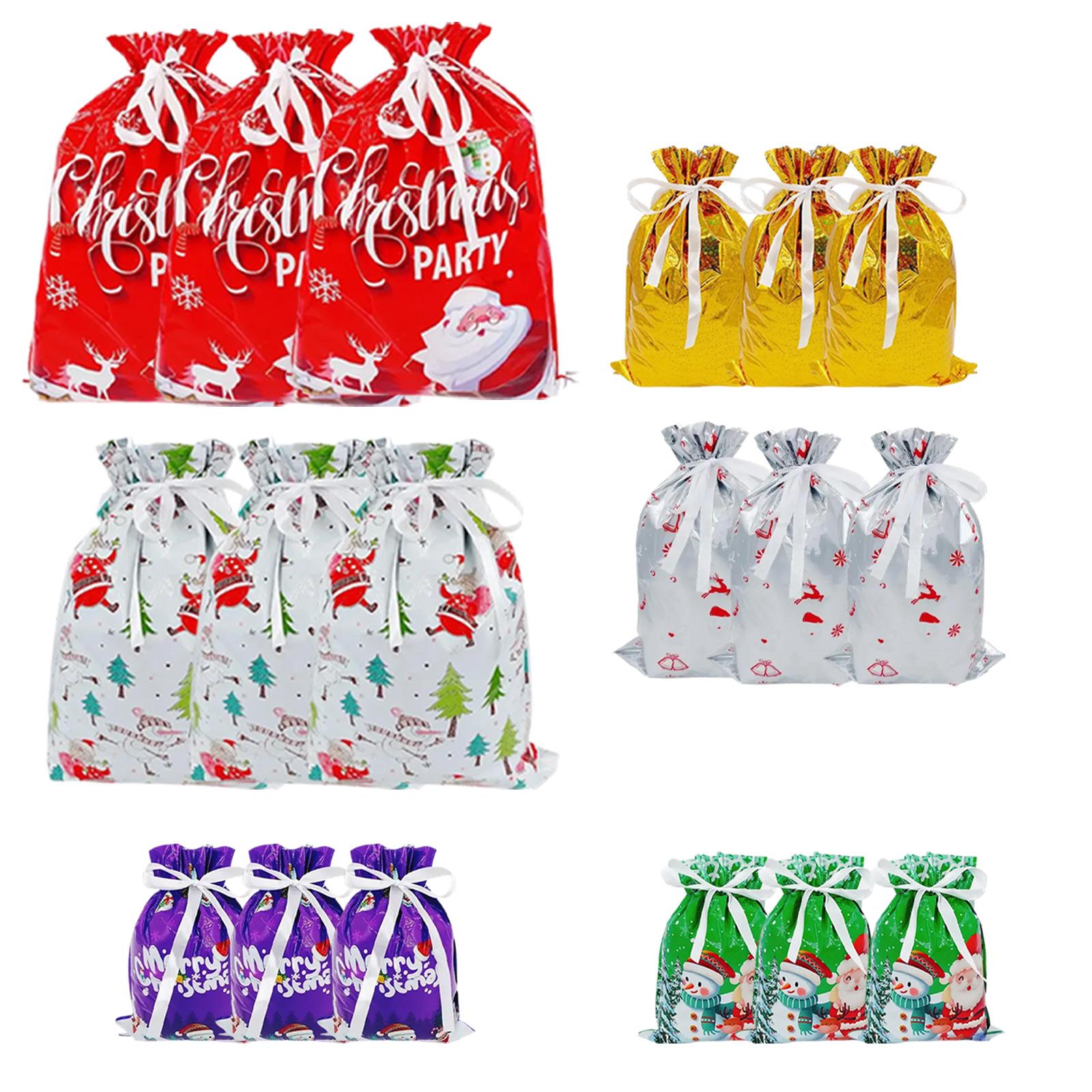

Drawstring Christmas Gift Bags, New Foil Gift Bags, Decorative Gift For Holiday Celebrations, Portable Multicolor Gift Pouches For Kids One Size червоний