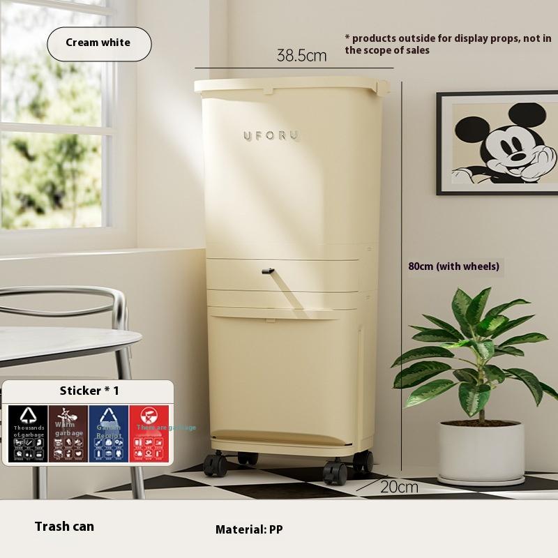 Kitchen Trash Can Multi-layer Dry Wet Separation Garbage Storage Bin Large Press-type Paper Basket with Pulleys Home Supplies