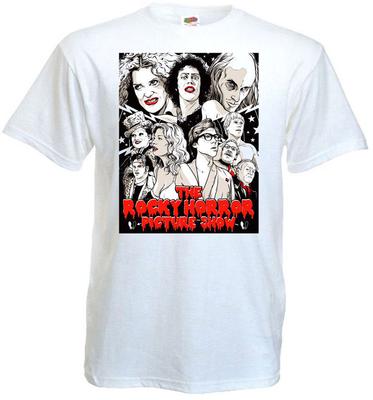 Biała koszulka unisex z plakatem filmowym The Rocky Horror Picture Show V9
