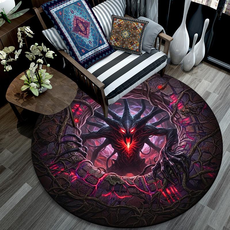 Cartoon Print Round Area Rug,Carpet Rug for Living Room Bedroom Sofa Playroom Decor,Non-slip Floor Mat