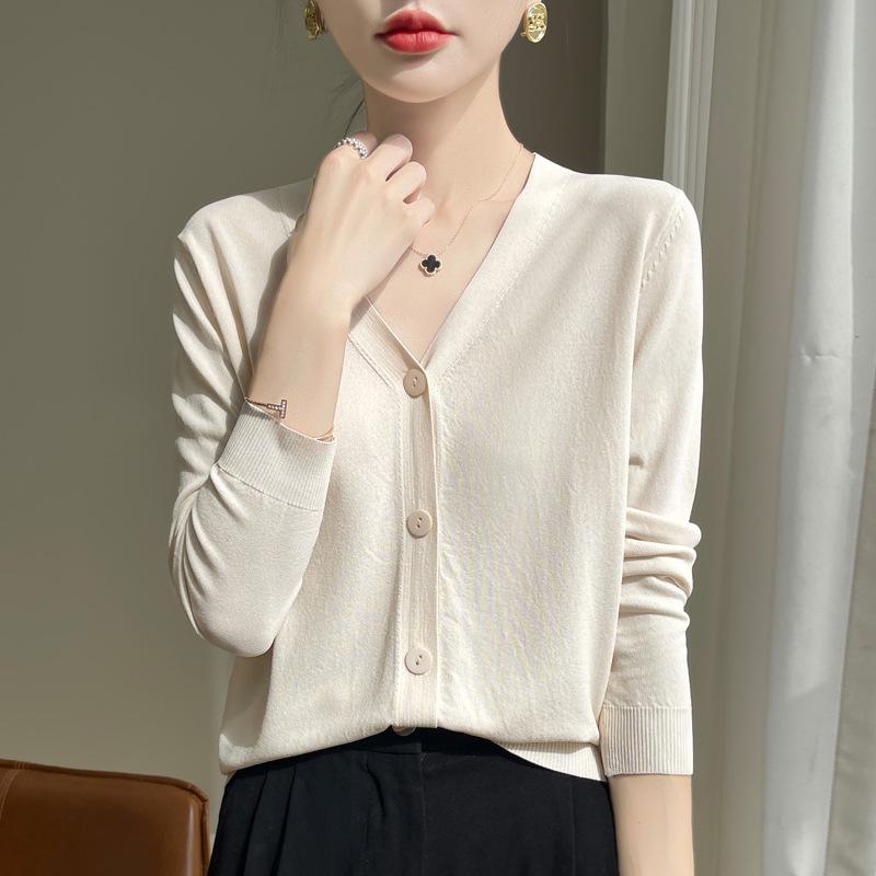 Women's Ice Silk Knitted Cardigan - Pink, Lightweight, Sun-Protective Summer Jacket