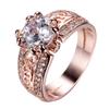 Retro Rose Gold Double Claw Round Diamond Edge White Diamond Ring Female Personalized Small Jewelry
