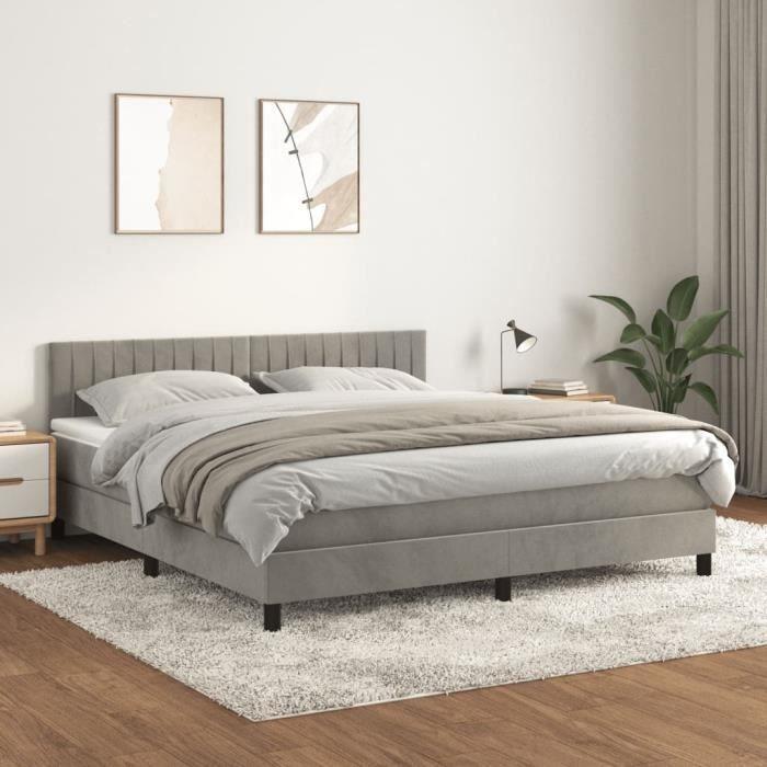 3141437 vidaXL Divan Bed and Mattress Light Grey 180x200cm Velvet