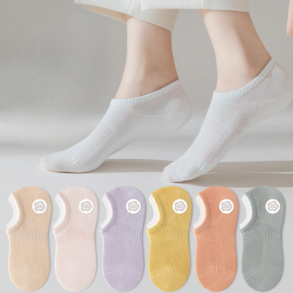 Female Spring and Summer New Cotton Mesh Breathable Anti Fall with The Boat Socks