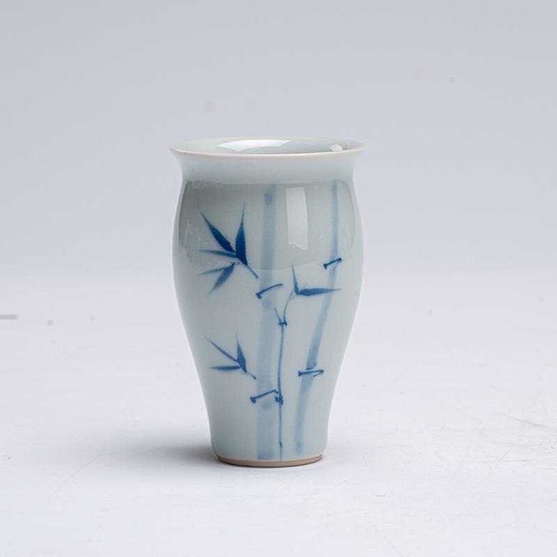 2pc/lot Hand-painted Blue And White Bamboo Plum Teacup Tea Bowl Tea Pair Tea-tasting Smelling Cup Chazhan Master Cup Teaset 50ml