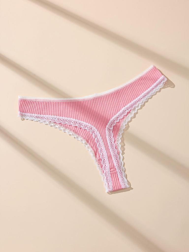 7Pcs/Pack Women Thongs Panties Cotton Sexy Lace Underwear Tanga Solid Pants Plus Size Underpants G-Strings Female Lingerie Size S-XL