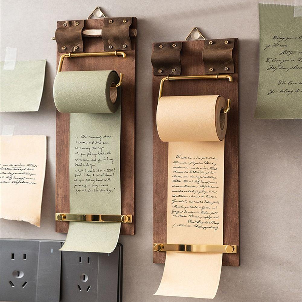 Tear-Off Roll-Up Sticky Note Board Retro Wooden Memo Clipboards  Office Accessories
