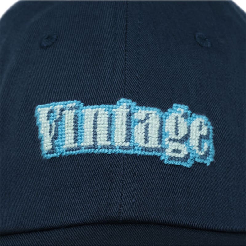 LOLONG VINTAGE NEEDLEPOINT HAT - NAVY