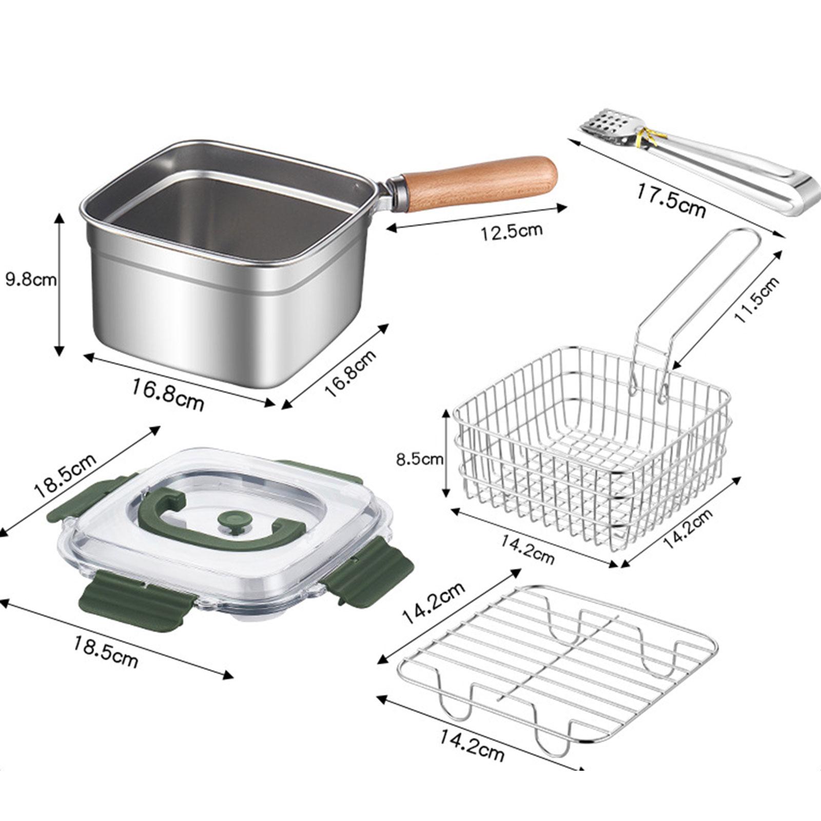 

Mini Deep Fryer Pot for Camping And Home Use - Square Cooking Pot with Frying Basket for Vegetables French Fries Dumplings Stews