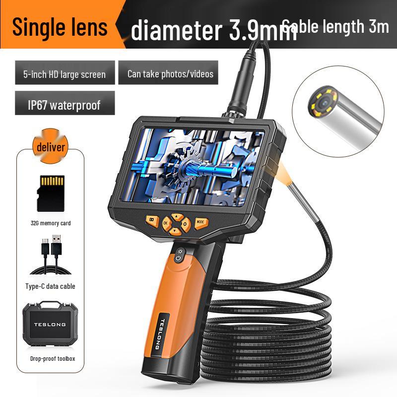 Adjustable Industrial Endoscope with 7.6mm Lens - 5m High-Definition Pipeline Inspection Tool