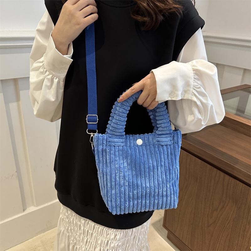 2024 Winter Corduroy Plush Crossbody Bucket Bag - Cute Furry Handbag