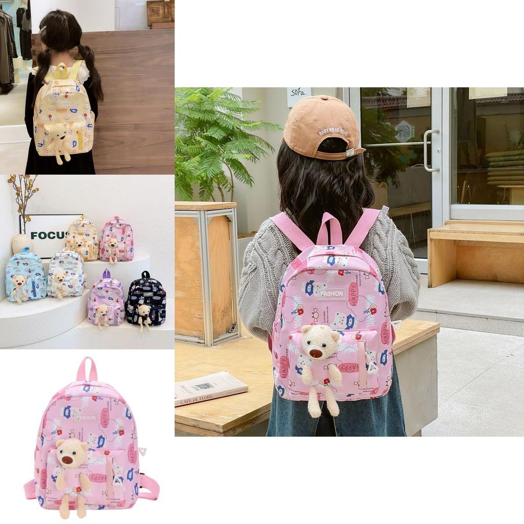 Adorable Cartoon Bear Backpack For Kids Stylish Kindergarten Book Bag In Blue And Pink