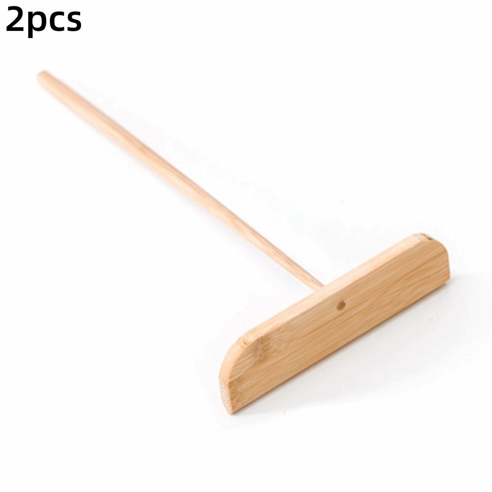2pcs Washable Pancake Rake Long Handle Bamboo Pancake Rake Portable Pancake Spreader Crepe Pan