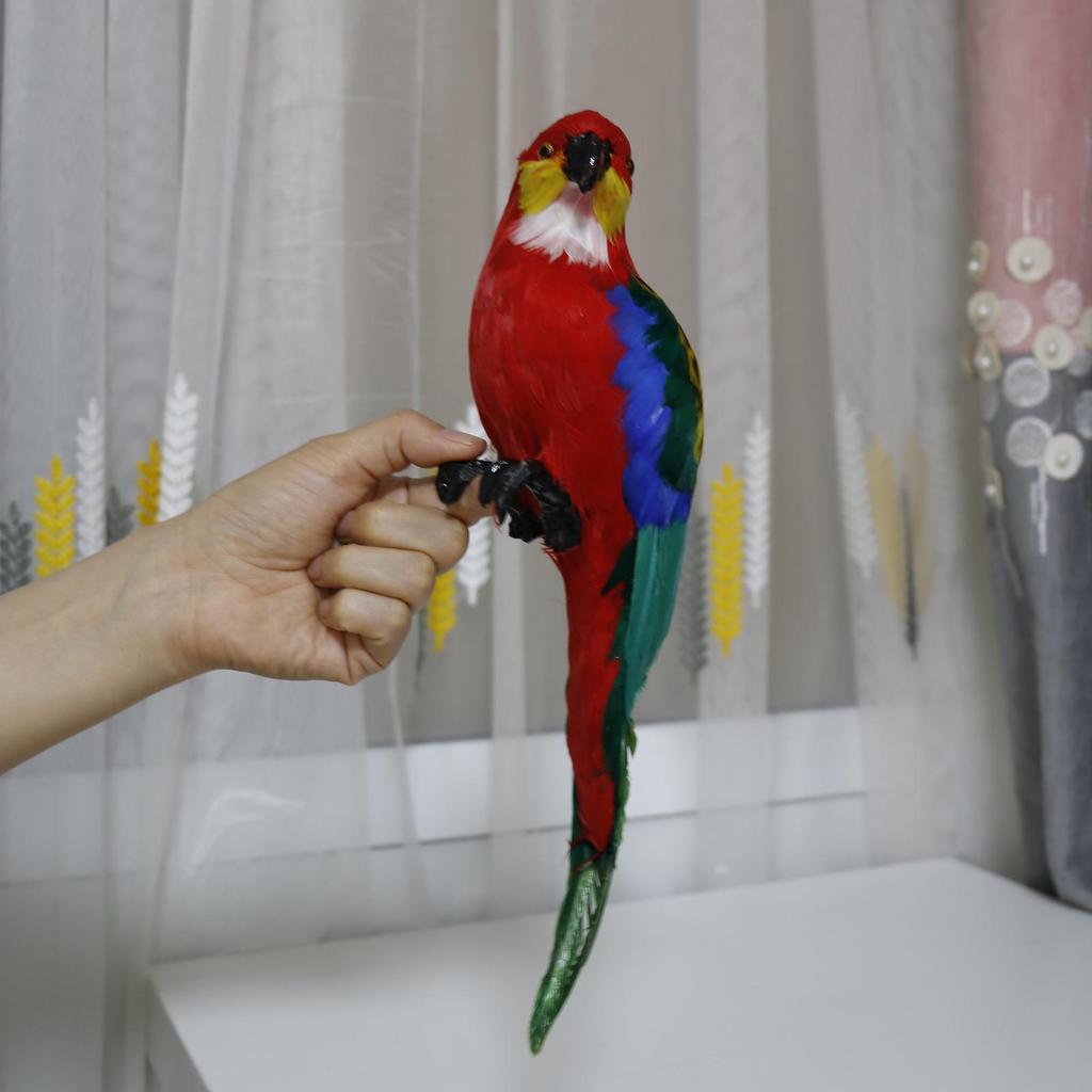 Artificial Parrot Figurines Photo Props Feather Parrot Macaw for Pathway Ornaments