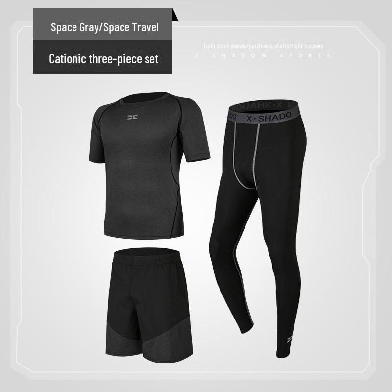 Men's Casual Fitness Running Suit: Shorts & Short-Sleeved Tights for Yoga & Training