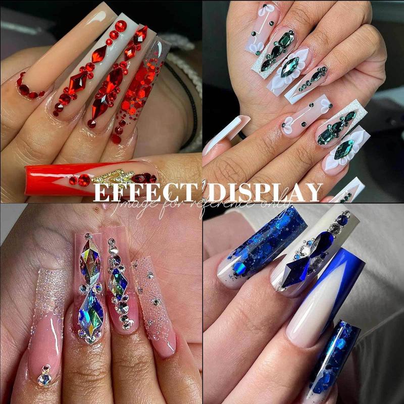 12 Grids Flat Bottom Mixed Nail Diamond 12 Color Nail Rhinestone Shiny Colorful Nail Gems Glass Stones Nail Charm