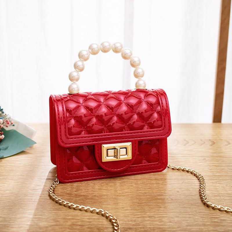 Violet Chicly Pearl Portable Chain Sweet Simple Female Wallets New Fashion One Shoulder Diagonal Straddle Bag Wallets for Women