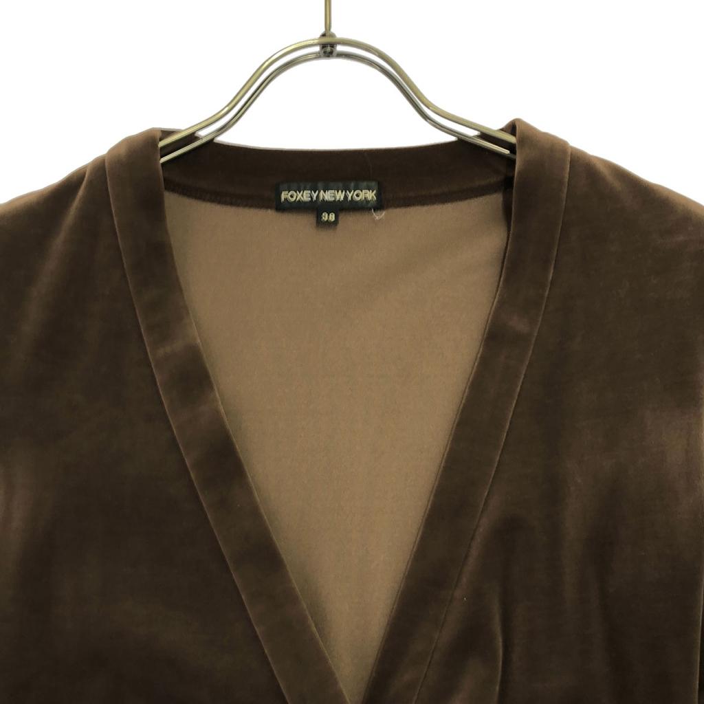 FOXEY NEW YORK made in Japan Long sleeve Velor cardigan 38 Brown Women Used