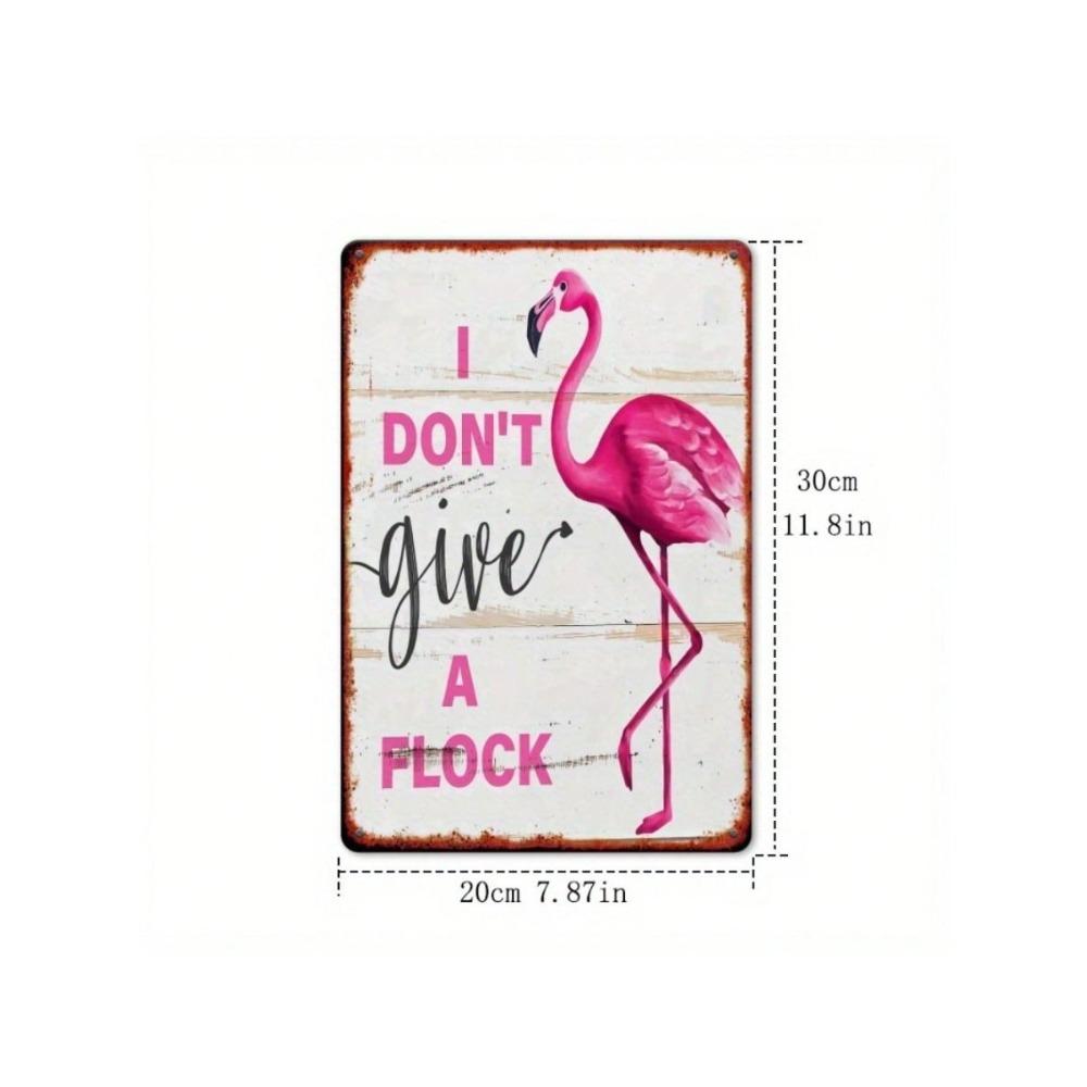 Pink Flamingo Metal Wall Art Retro Farmhouse Decor I Don't Give a Flock Sign