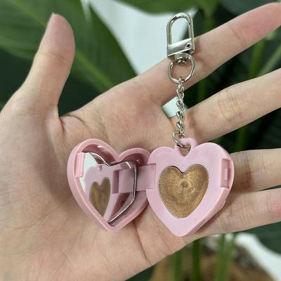 Rosa Blau Weiß Liebe Spiegel Schlüsselanhänger Aufbewahrungsbox DIY Kunststoff Leere Box Mini Tragbarer Schlüsselanhänger Geschenk Party