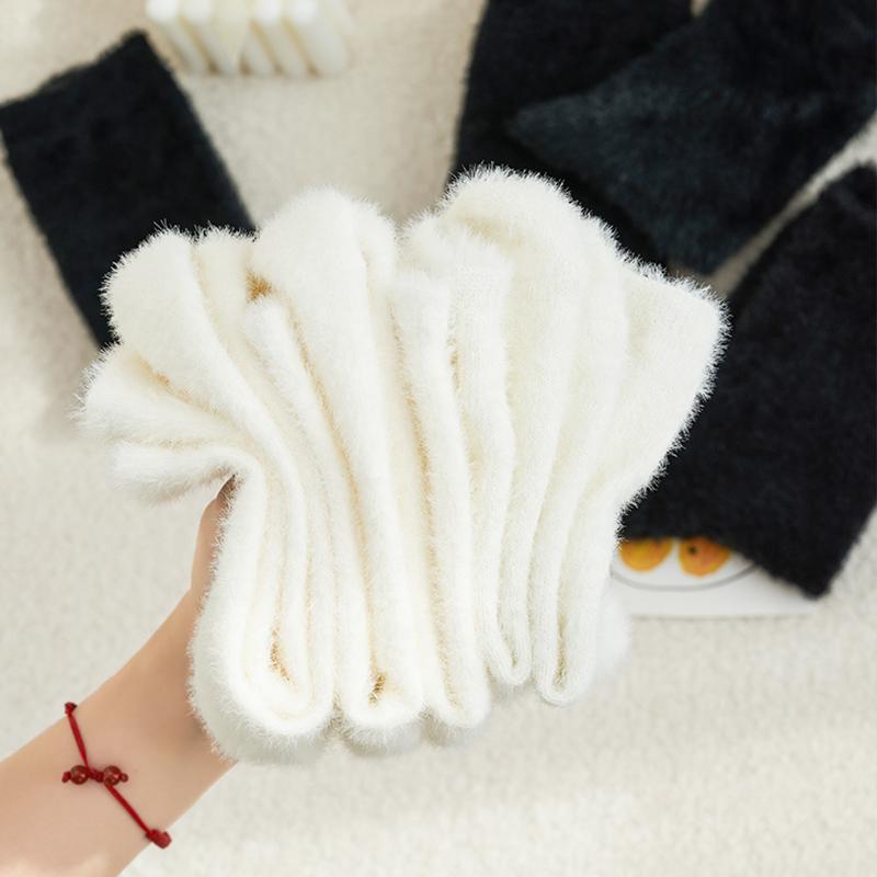Unisex Schwarze Winter Samt Schlaf Socken Zuhause Verdicken Warm Weiß Weiche Faux Nerz Socken Herbst 1 Paar