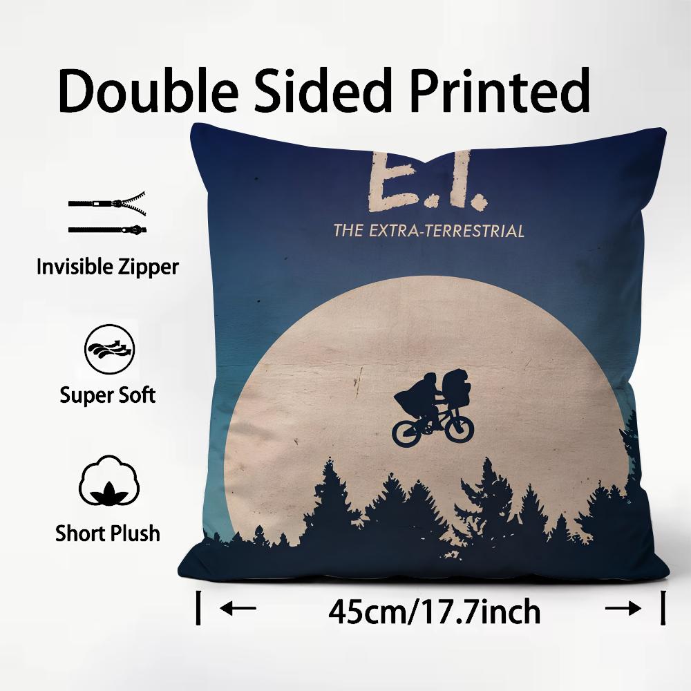 Hot E-Et. The Extra-Terrestrial Cushion Cover Soft Washable Pillow Case Multi-Scene For Couch Bed Travel Office Use