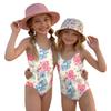 Girls Floral Print One Piece Swimsuit Summer Casual Kids Swimwear Lightweight Comfortable Fabric Suitable for Beach Pool Water Activities