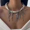 Kreativer Quasten-Glieder-Anhänger Stern Herz Choker-Kette Trendige Imitationsperlen-Halskette