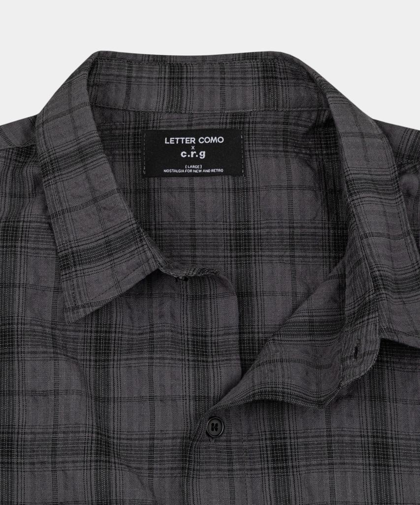 LETTERCOMO Airy Oversized Check Short Sleeve Shirt Charcoal