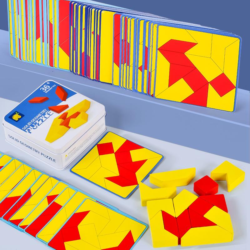 3D Geometric Three-Dimensional Puzzle, Early Childhood Education Puzzle, Hand-Eye Coordination Training, Geometric Shape Pairing, Wooden Toys