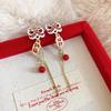 Silver Needle Chinese Lion Fortune Drop Earrings: New Year Festive High-End Dangle Earrings for Women