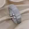 Vintage Hollow Mesh Wide Bracelet for Women Chic Gold Silver Color Stainless Steel Cuff Bangle Bracelets Waterproof Jewelry