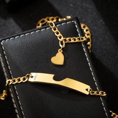 Gift Heart Charm Men Women Couple Bracelet Silver Color Couples Matching Luxury Stainless Steel Jewelry Set