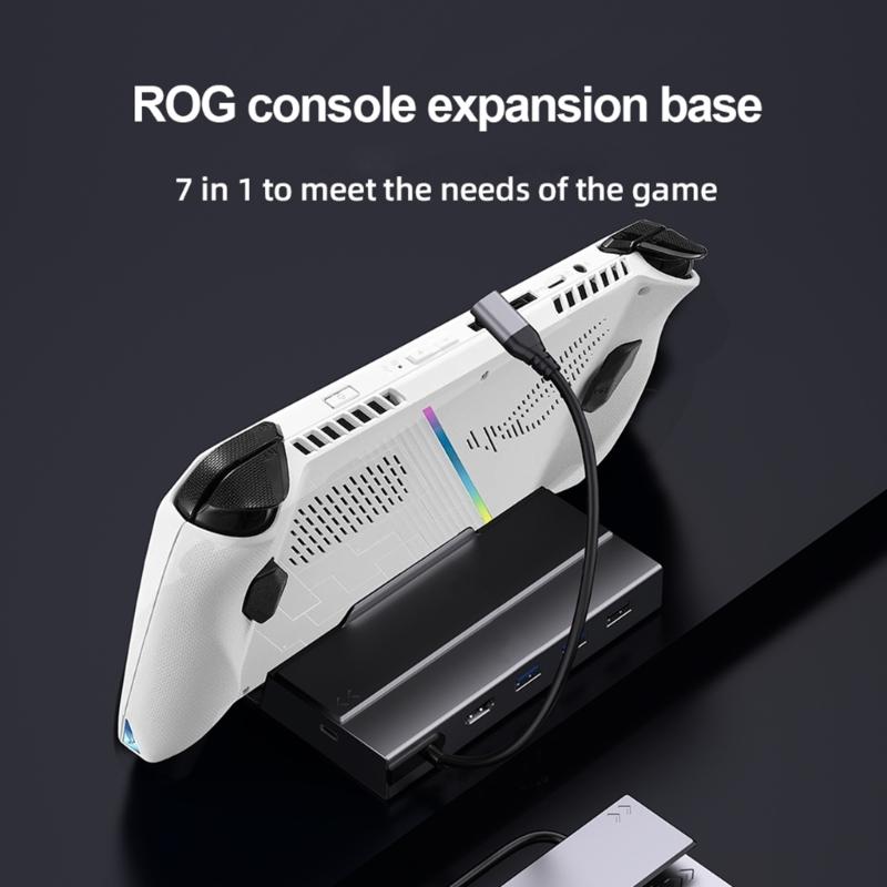 Multiport 7 In 1 Docking Station with HDMI2.0 USB C and Gigabit Ethernet Supports for ROG/X/SteamDeck
