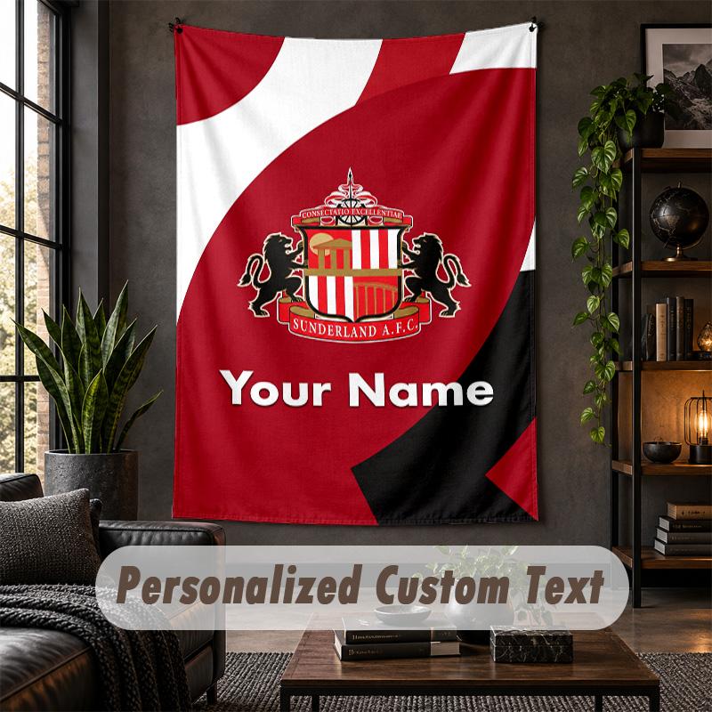 Personalized Wall Tapestry,Sunderland FC Custom Text, Soft Fabric Wall Art For Indoor Decoration