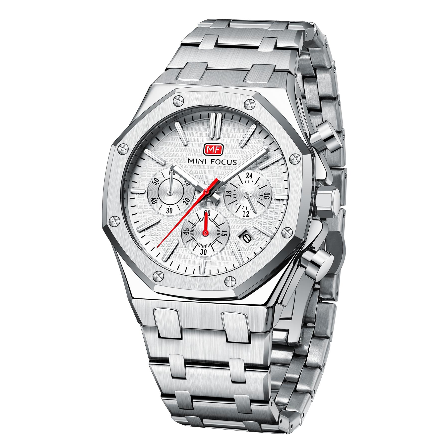 

Мужские многофункциональные кварцевые часы в стиле business casual – Люминесцентные водонепроницаемые часы с браслетом из нержавеющей стали, подарок на День отца белый