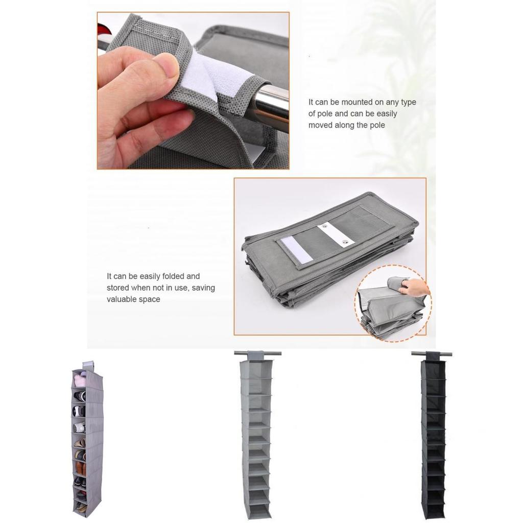 Lightweight Nonwoven Shoe Organizer With Tiered Hanging System For Closet And Wall Use